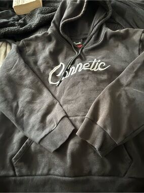 Connetic Black Pullover Hoodie with Script Label